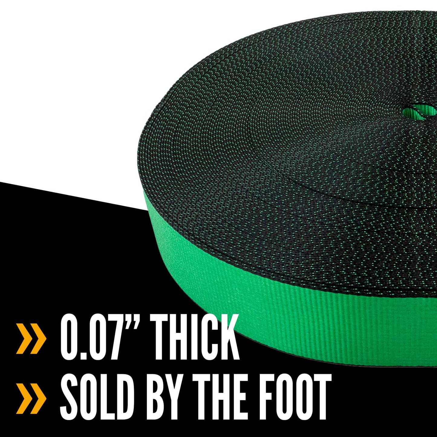 3" 18K Polyester Cargo Webbing Linear Foot - Green