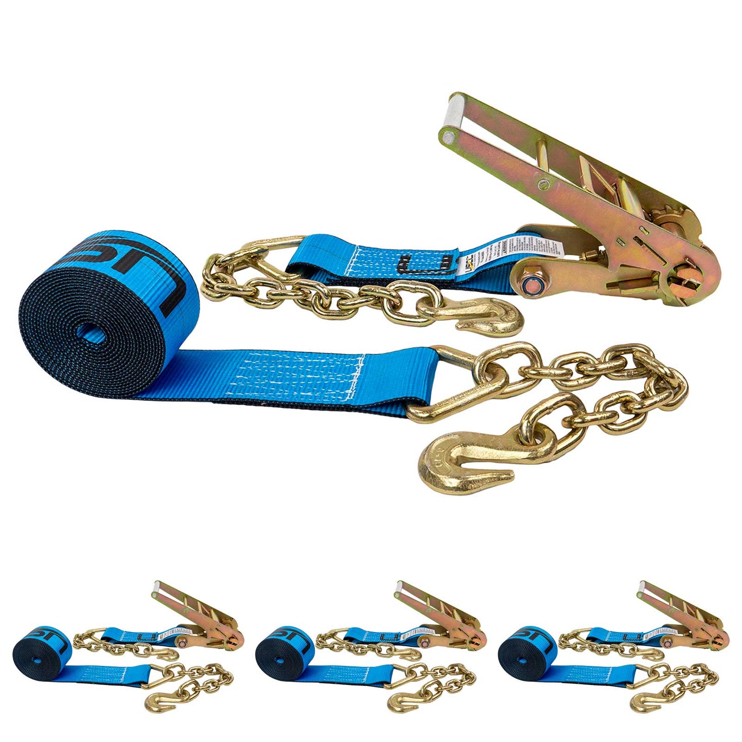 3-x-40-blue-ratchet-strap-w-chain-extensions Image 1