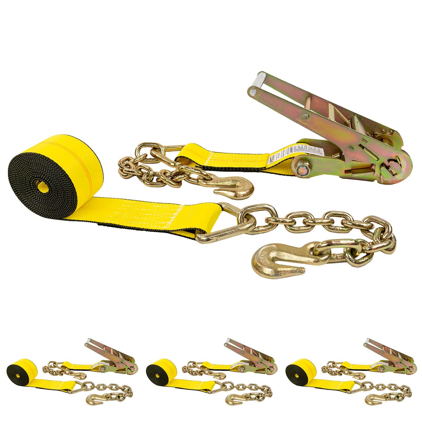 3-x-40-yellow-ratchet-strap-w-chain-extensions Image 1