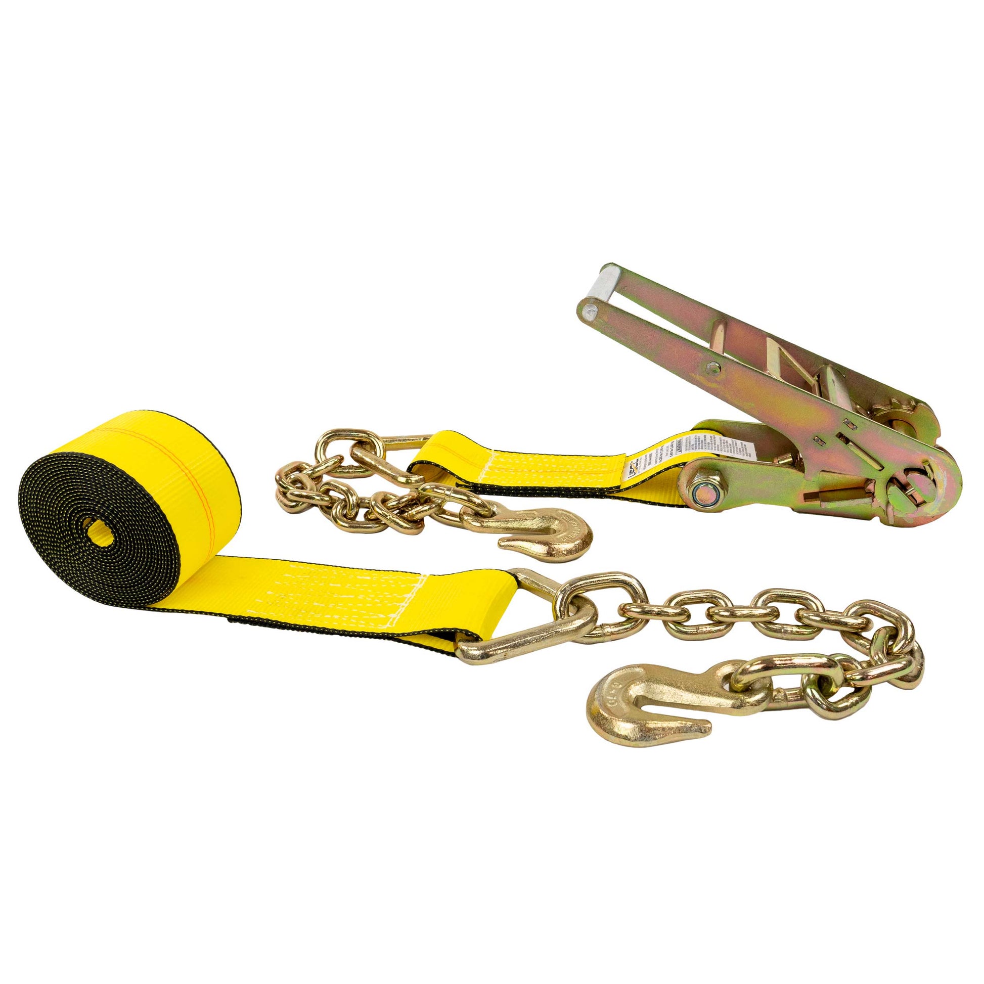 3-x-40-yellow-ratchet-strap-w-chain-extensions Image 1