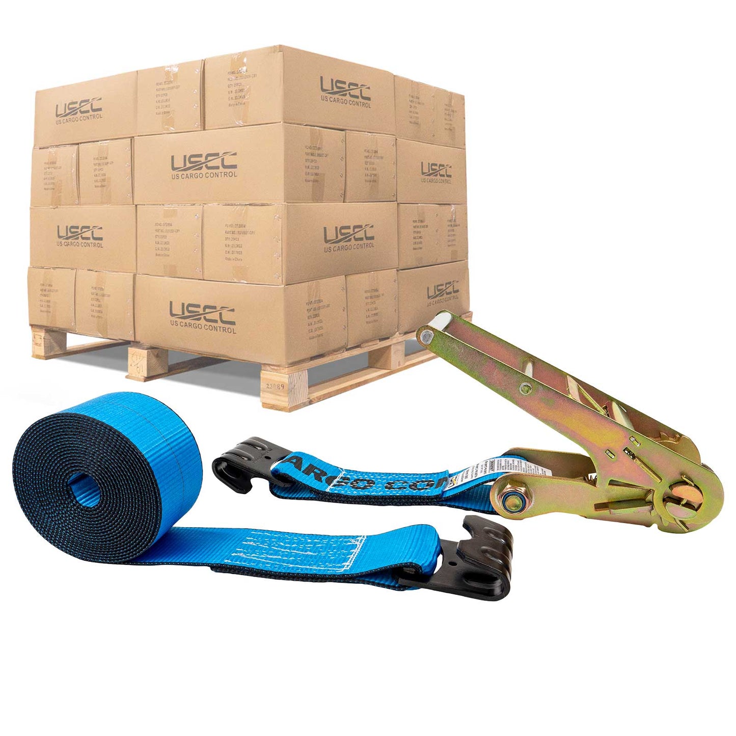 3-x-20-blue-ratchet-strap-w-flat-hooks Image 1
