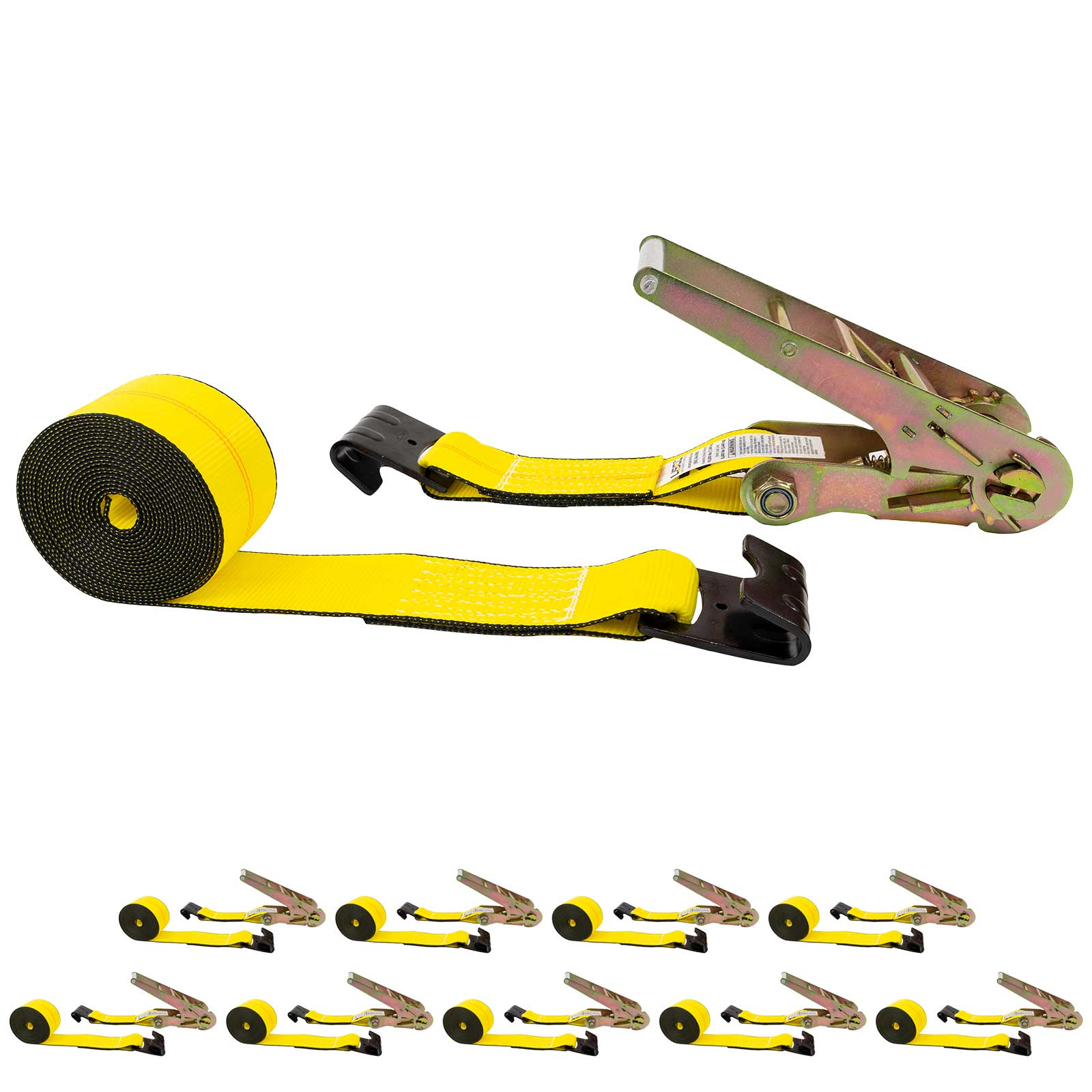 3-x-40-yellow-ratchet-strap-w-flat-hooks Image 1