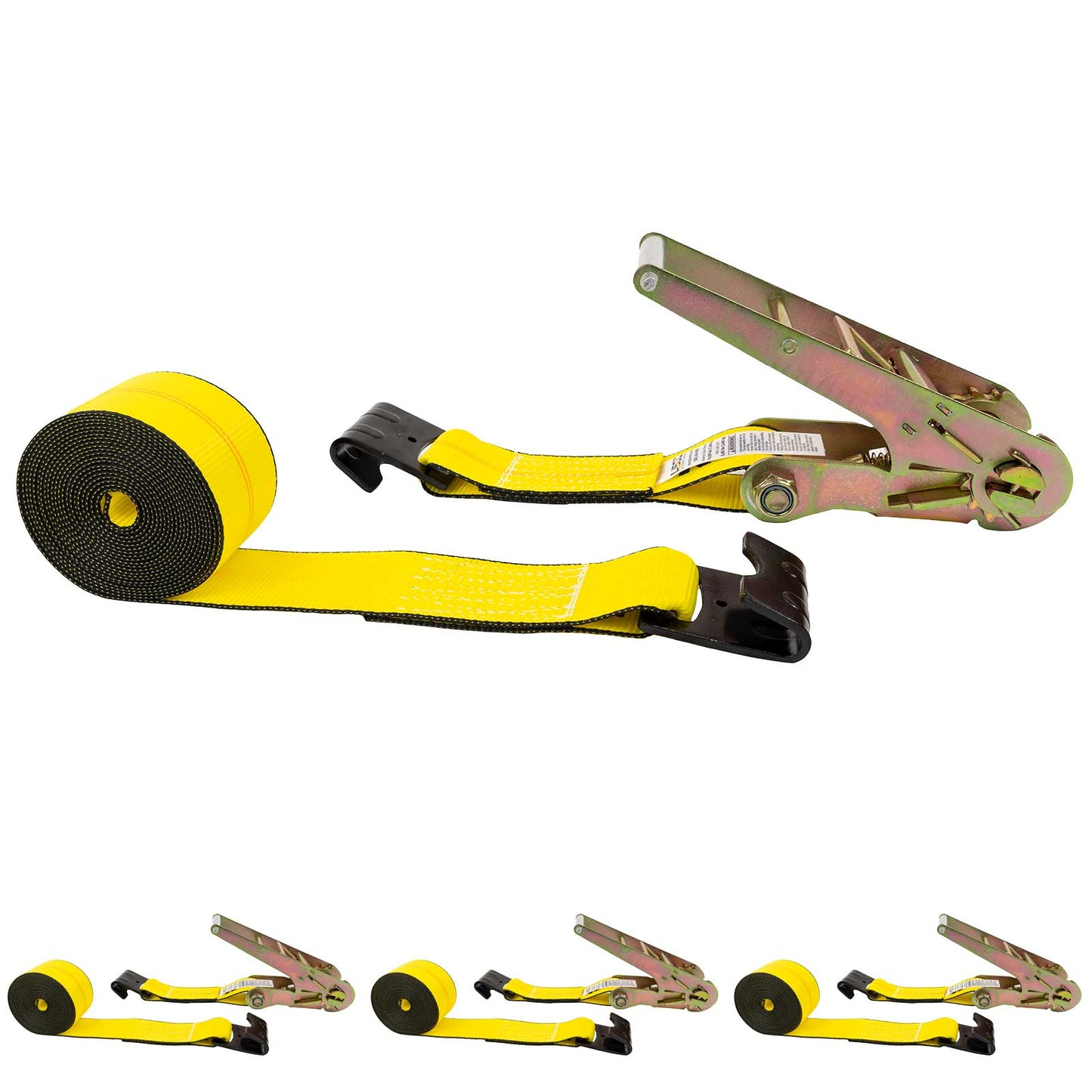 3-x-40-yellow-ratchet-strap-w-flat-hooks Image 1