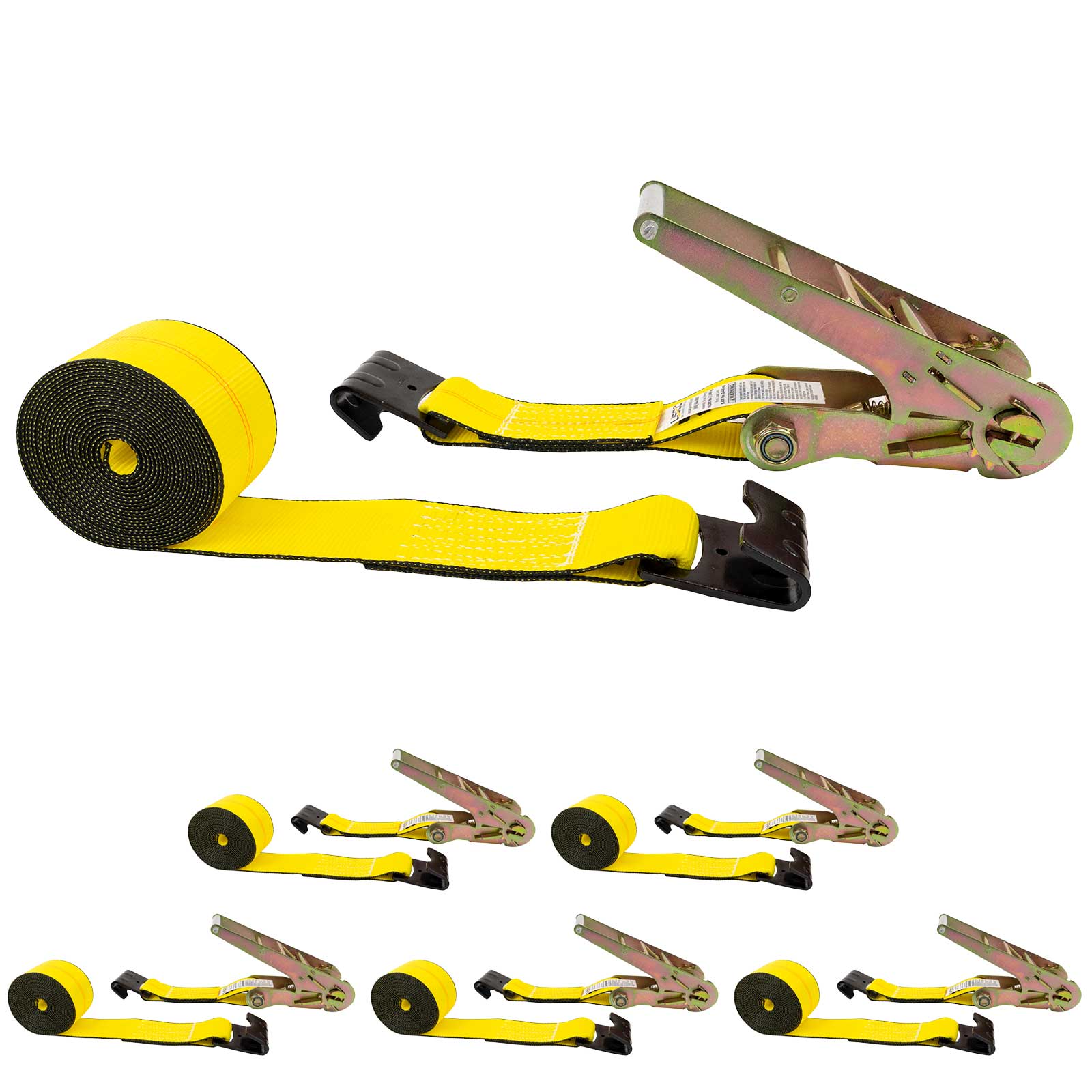 3-x-20-yellow-ratchet-strap-w-flat-hooks Image 1