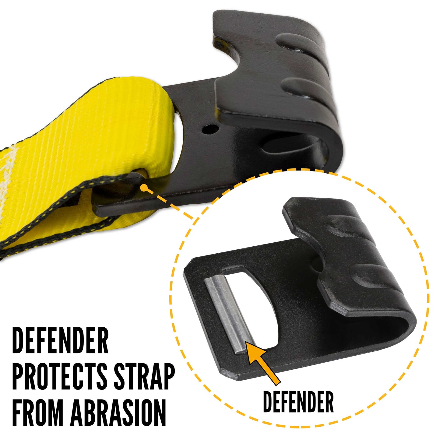 3" x 11" Fixed End with Ratchet / Flat Hook | Yellow