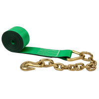 3" X 20' Winch Strap with Chain Extension | Green