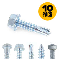 #14 x 1" Hex Screw w/ Self Drilling Tip (10 pack)