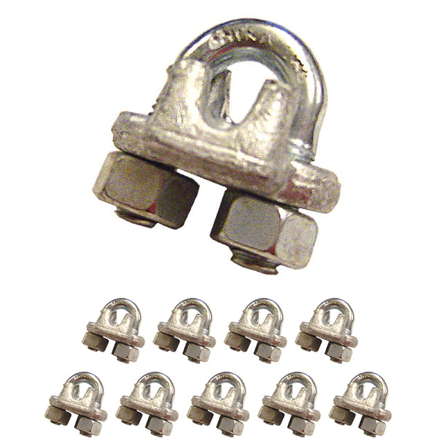 1/2" Galvanized Drop Forged Wire Rope Clips (10 pack)