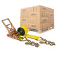 4" x 50' Gear-Driving Reverse-Action Ratchet Strap with Chain Ends | Yellow | 60-Pack (Pallet)