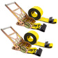 4" x 30' Gear-Driving Reverse-Action Ratchet Strap with Flat Hook | Yellow | 2-Pack