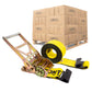 4" x 30' Gear-Driving Reverse-Action Ratchet Strap with Flat Hook | Yellow | 90-Pack (Pallet)