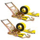 4" x 30' Gear-Driving Reverse-Action Ratchet Strap with Wire Hook | Yellow | 2-Pack