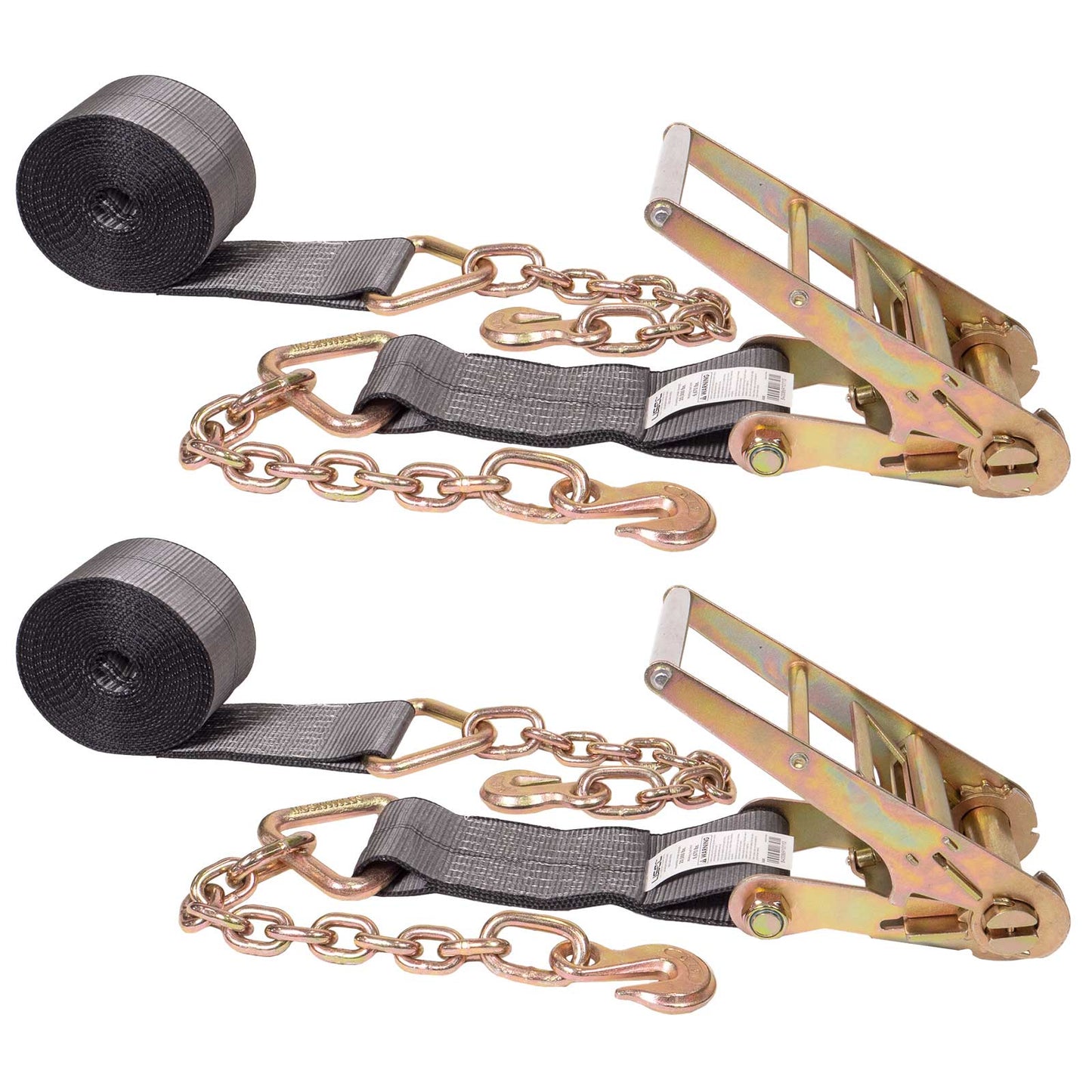 30' BlackLine 4" heavy-duty heavy duty blackline ratchet strap with chain extension