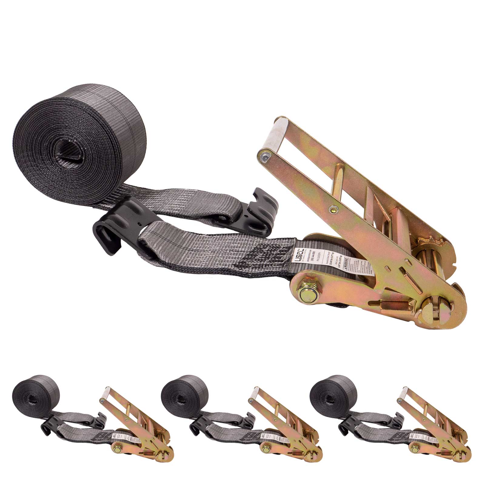 30' BlackLine 4" heavy-duty ratchet strap flat hook defender