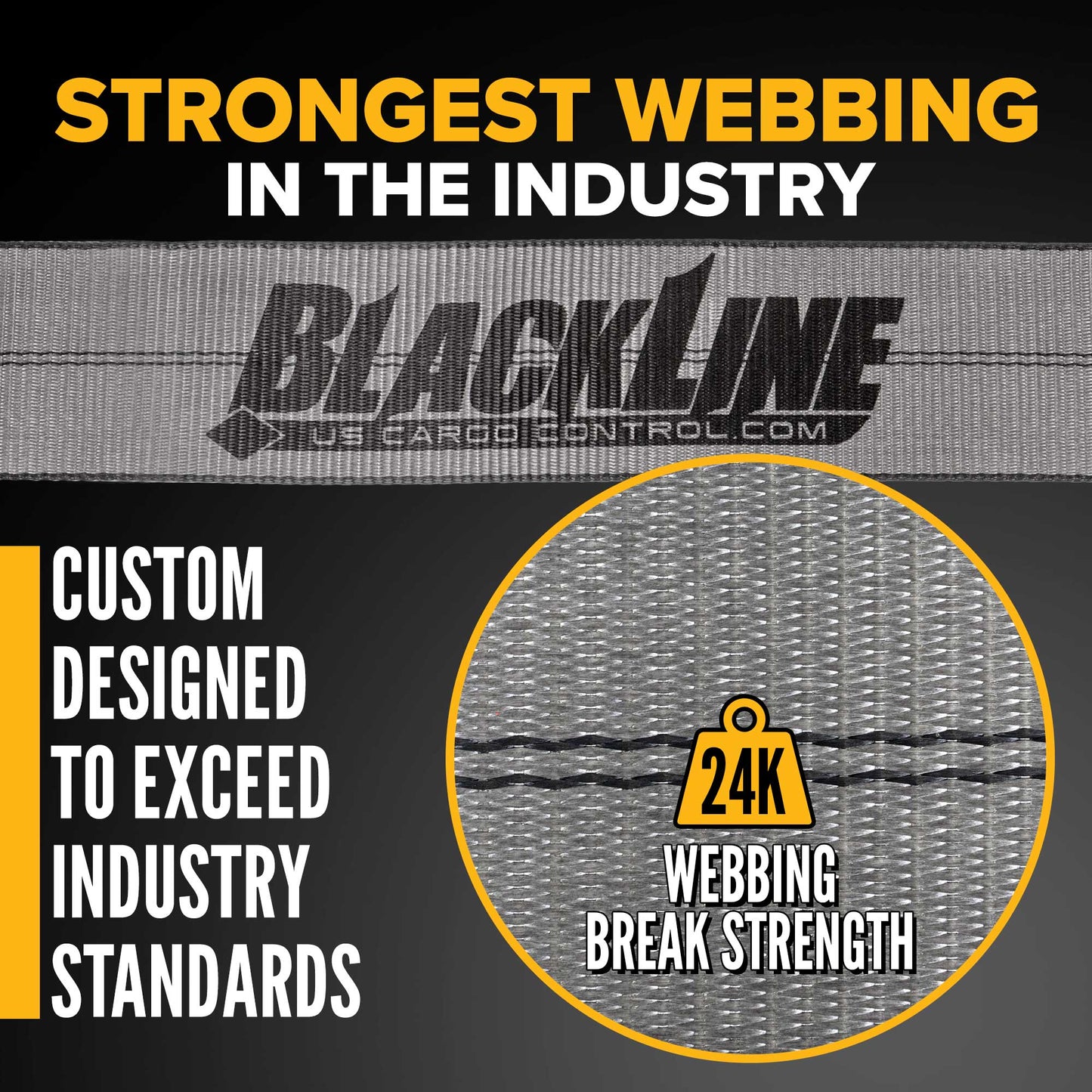 BlackLine 4" x 30' Ratchet Strap with Wire Hooks | 90-Pack (Pallet)