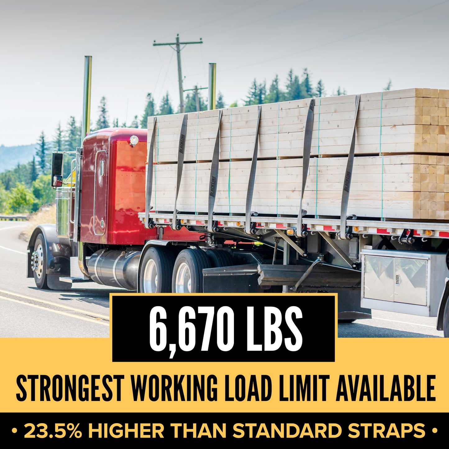 BlackLine 4" x 30' Winch Strap with 34" Chain Extension | 160-Pack (Pallet)