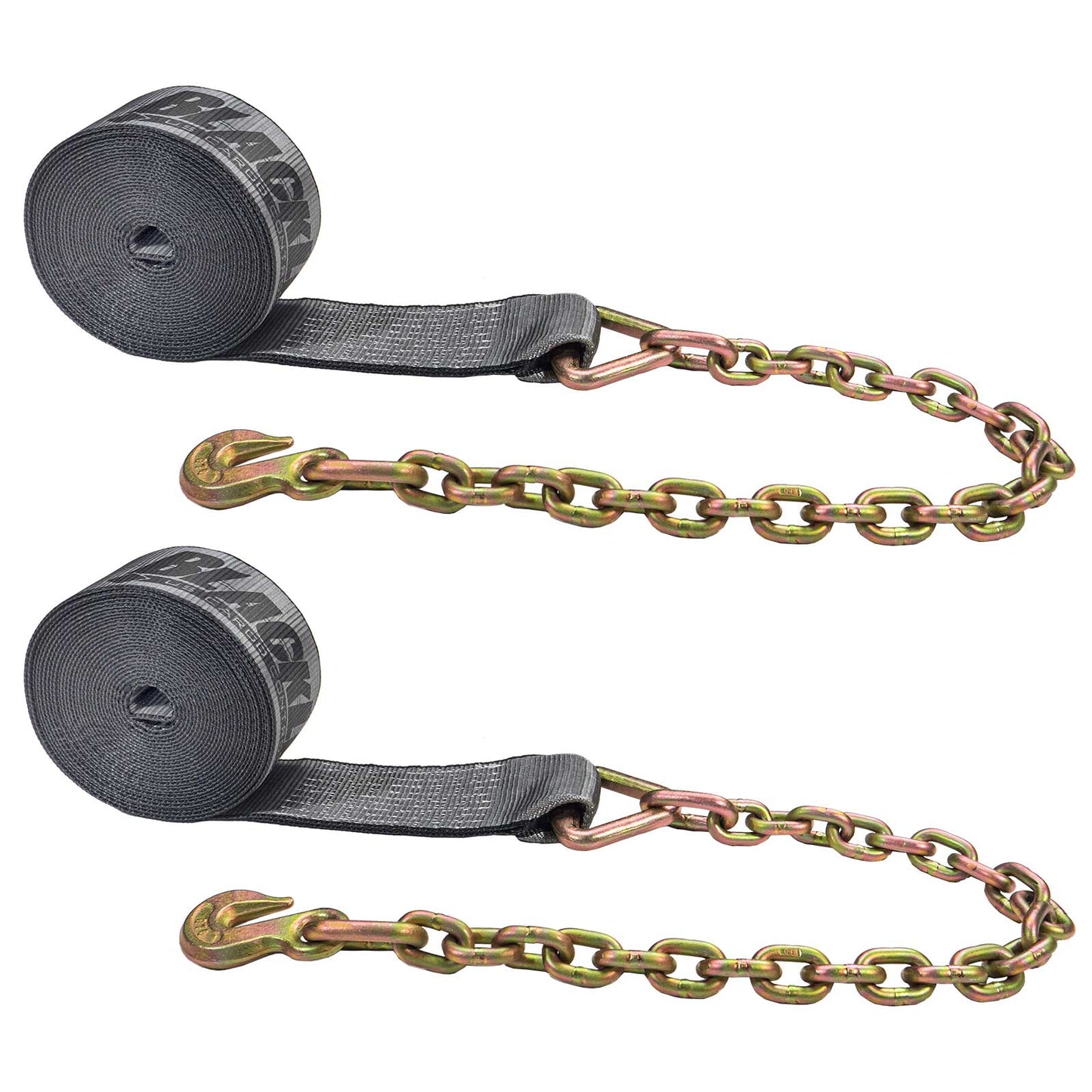 30' BlackLine 4" heavy-duty heavy duty blackline winch strap with long chain extension