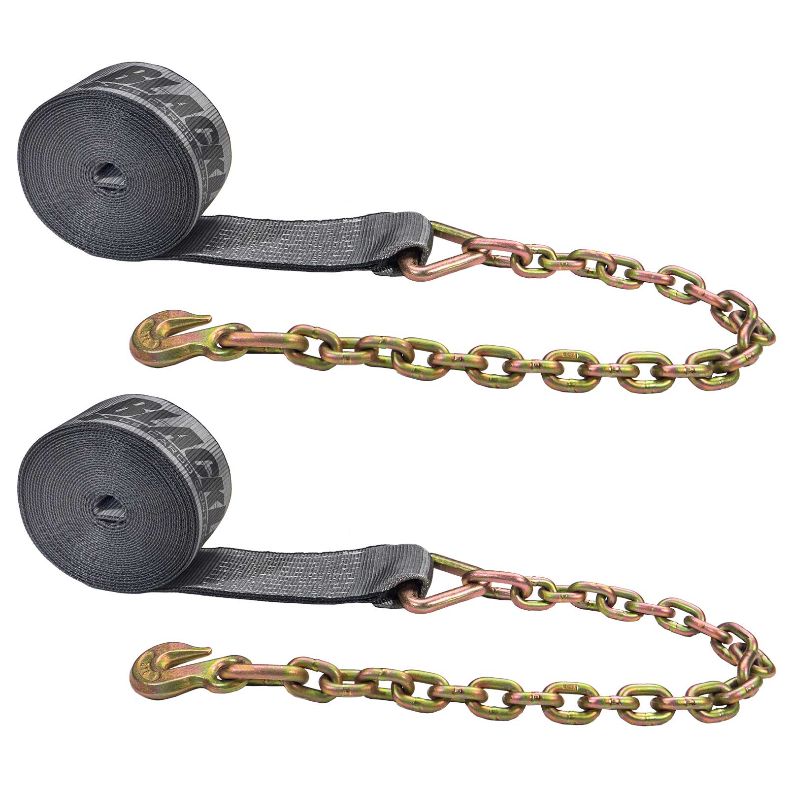 30' BlackLine 4" heavy-duty heavy duty blackline winch strap with long chain extension