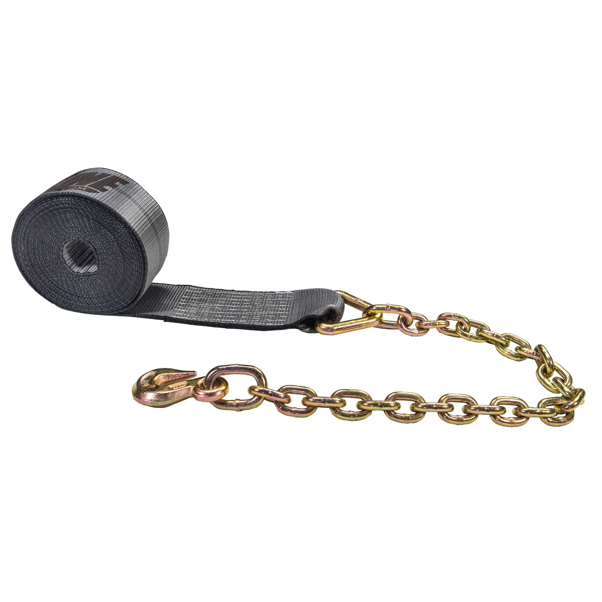 30' BlackLine 4" heavy-duty heavy duty blackline winch strap with long chain extension