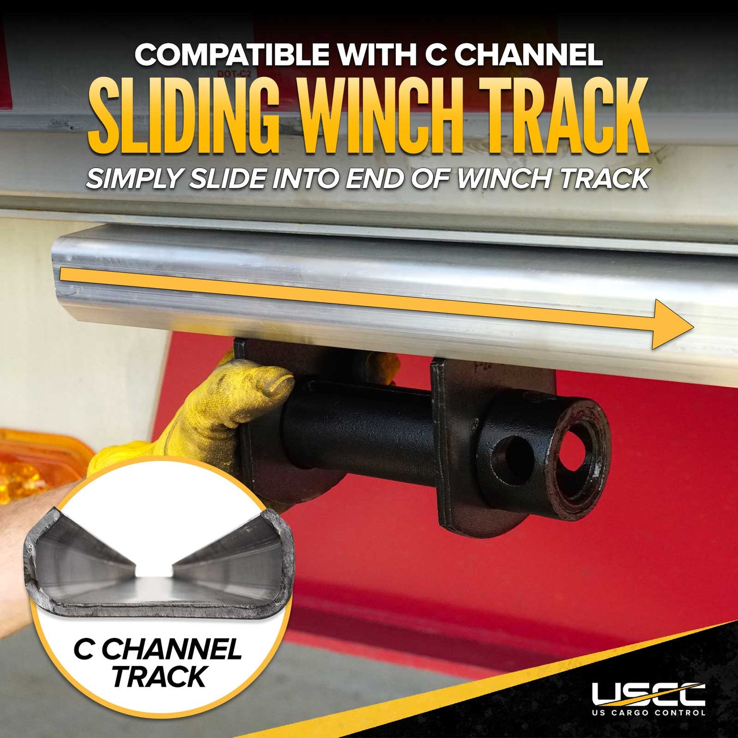 4" Low Profile Sliding C Track Flatbed Winch