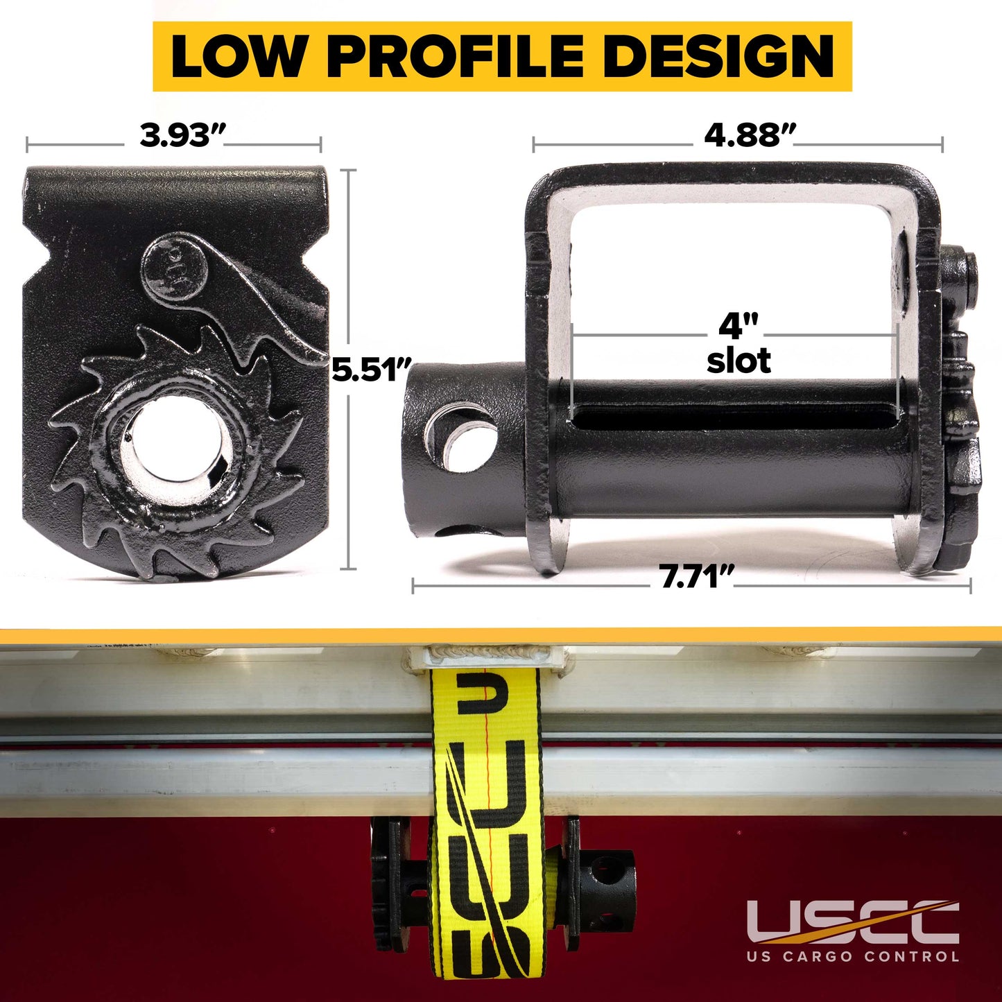 4" Low Profile Sliding C Track Flatbed Winch