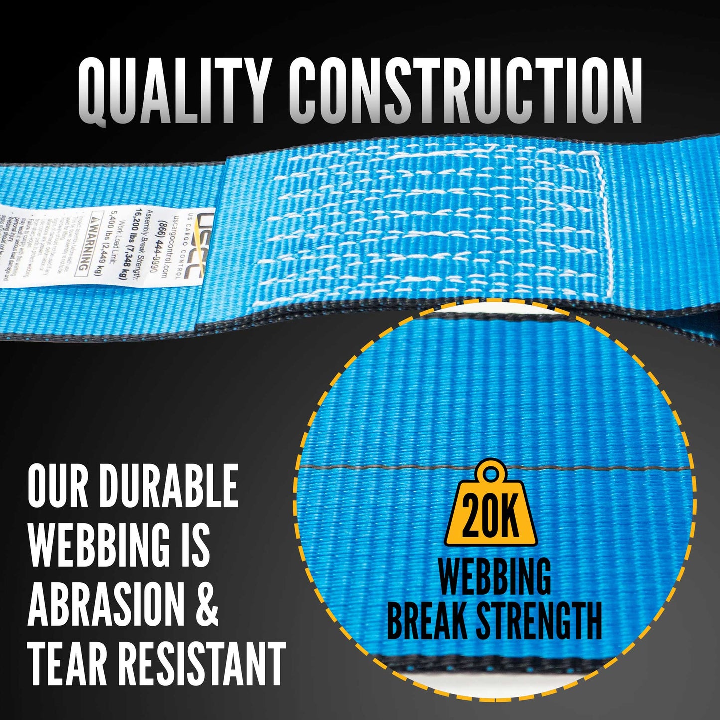 50' heavy duty 4" ratchet strap webbing quality