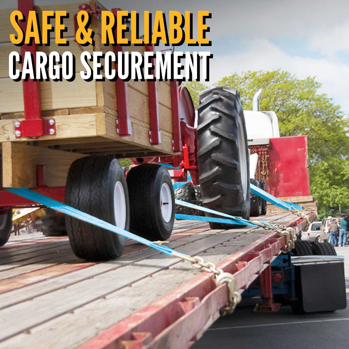 20' heavy duty 4" ratchet strap in use