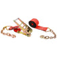60' 4" heavy-duty red chain extension ratchet strap