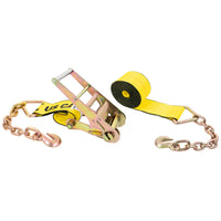 30' 4" heavy-duty yellow chain extension ratchet strap