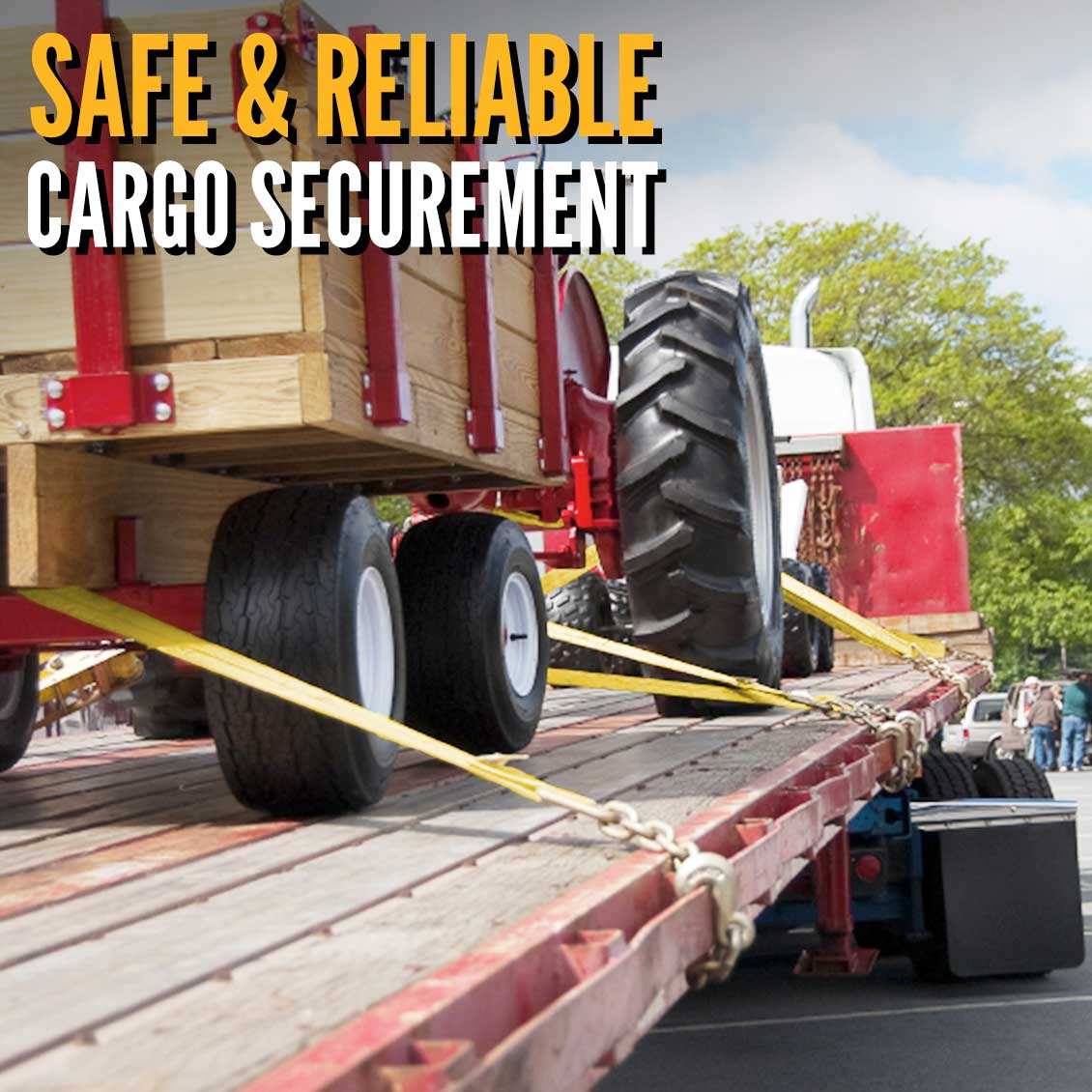 4" x 30' Ratchet Strap with 18" Chain Extensions | Yellow | 90-Pack (Pallet)