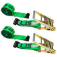 4" x 30' Ratchet Strap with Flat Hooks | Green | 2-Pack