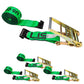 4" x 30' Ratchet Strap with Flat Hooks | Green | 4-Pack