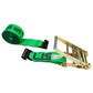 20' 4" heavy-duty green flat hook ratchet strap