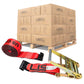 4" x 30' Ratchet Strap with Flat Hooks | Red | 90-Pack (Pallet)