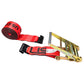 27' 4" heavy-duty red flat hook ratchet strap