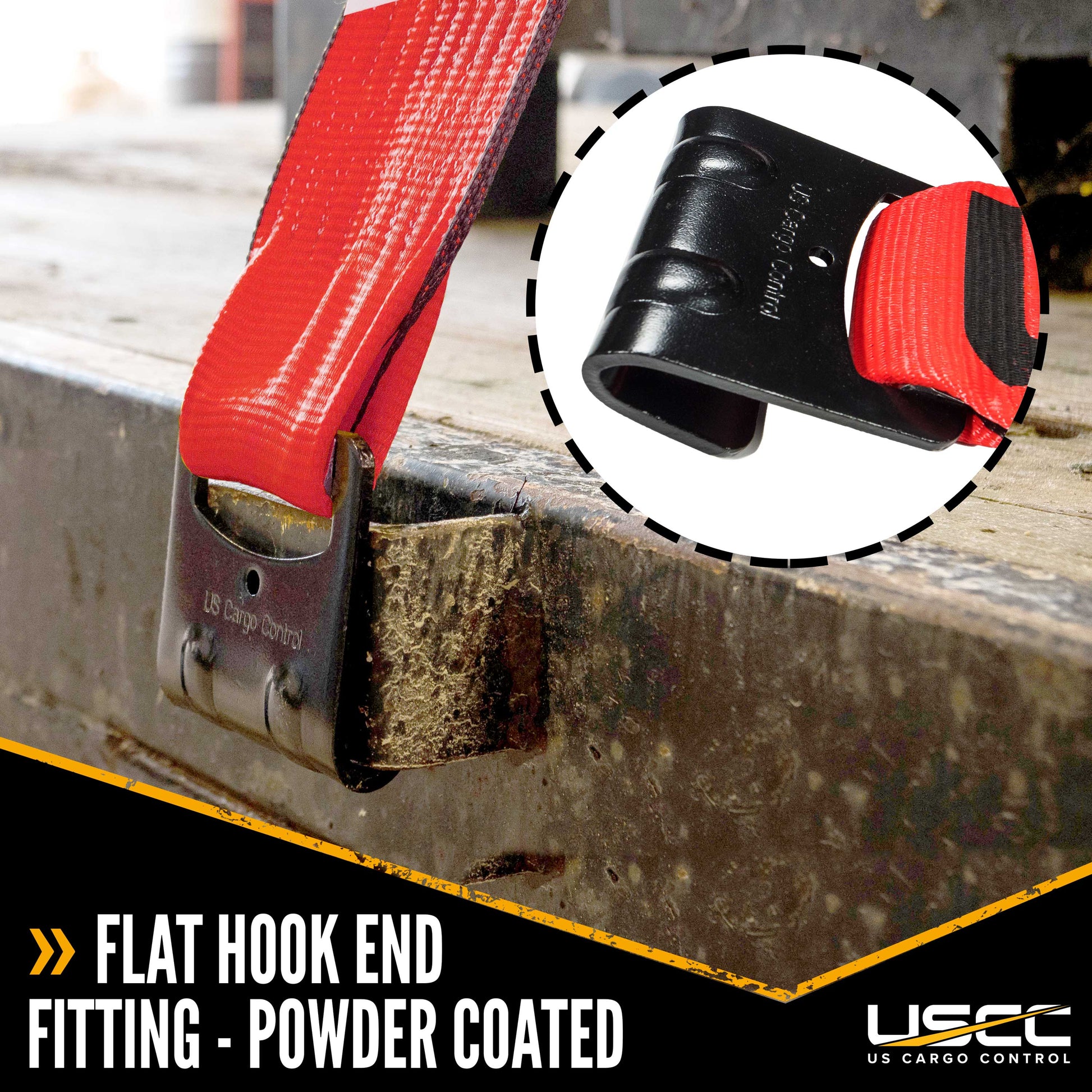 40' heavy duty 4" ratchet strap in use