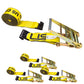 4" x 40' Ratchet Strap with Flat Hooks | Yellow | 4-Pack