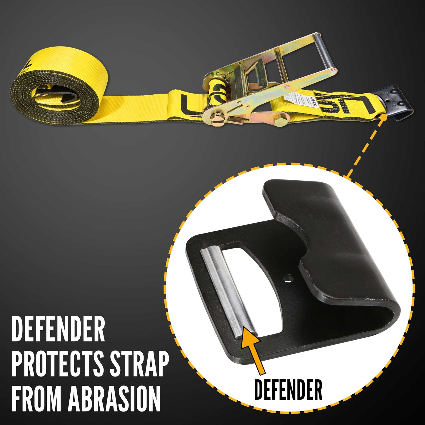 flat hook defender protects strap from abrasion
