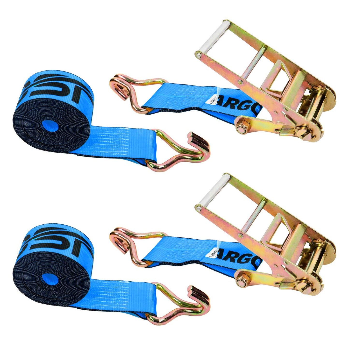4" x 40' Ratchet Strap with Wire Hooks | Blue | 2-Pack