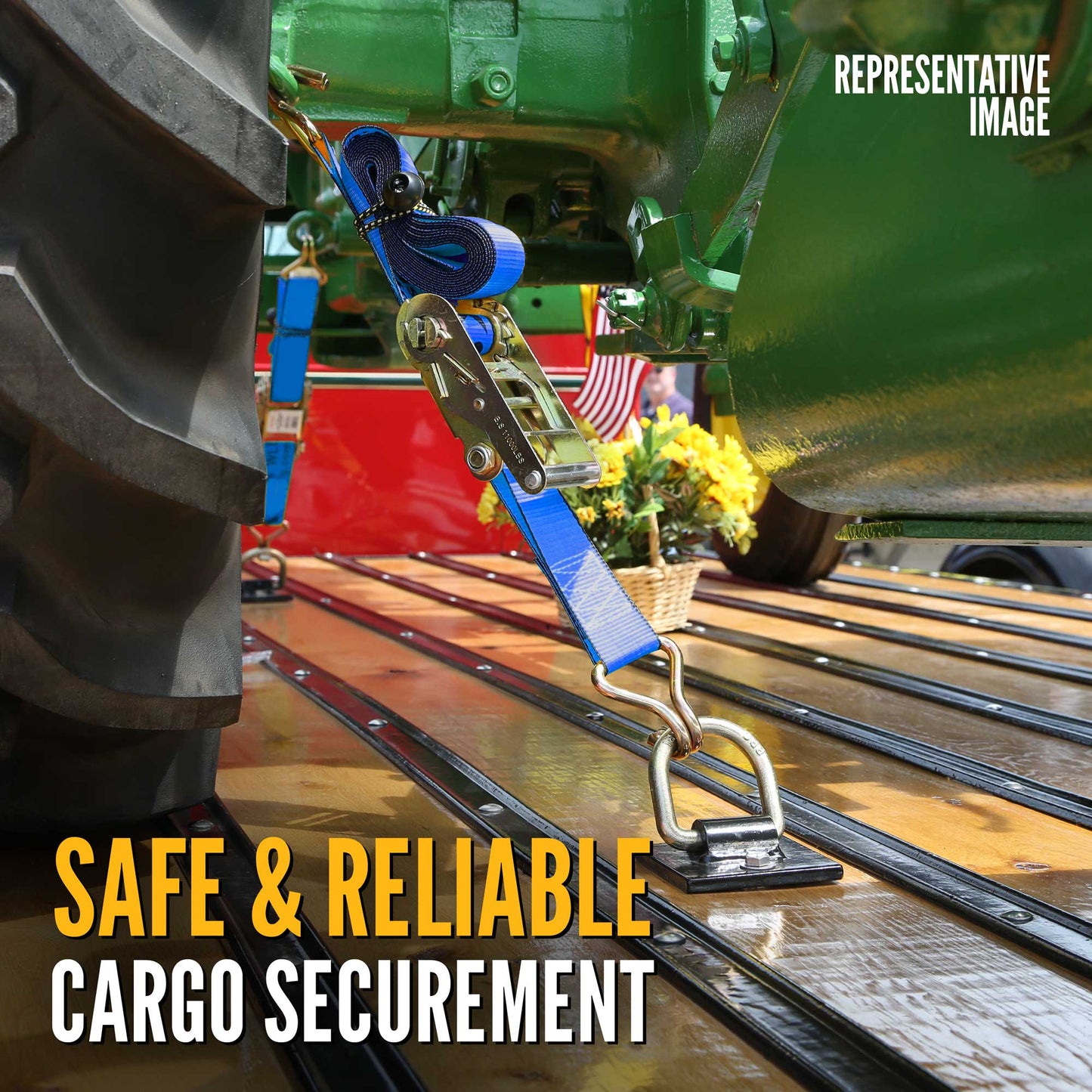 4" x 30' Ratchet Strap with Wire Hooks | Blue | 90-Pack (Pallet)