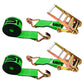 4" x 30' Ratchet Strap with Wire Hooks | Green | 2-Pack