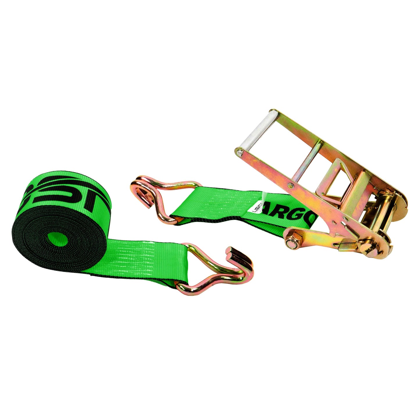 60' 4" heavy-duty green wire hook ratchet strap