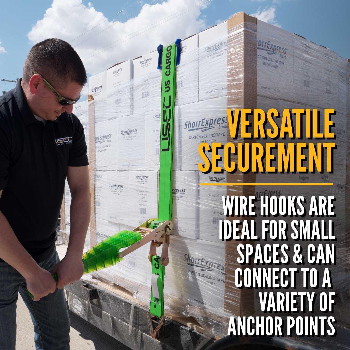 4" x 30' Ratchet Strap with Wire Hooks | Green | 90-Pack (Pallet)