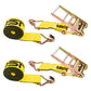 4" x 50' Ratchet Strap with Wire Hooks | Yellow | 2-Pack