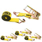 4" x 20' Ratchet Strap with Wire Hooks | Yellow | 4-Pack