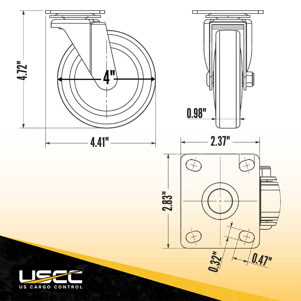 4" Replacement Appliance Truck Kickback Wheel
