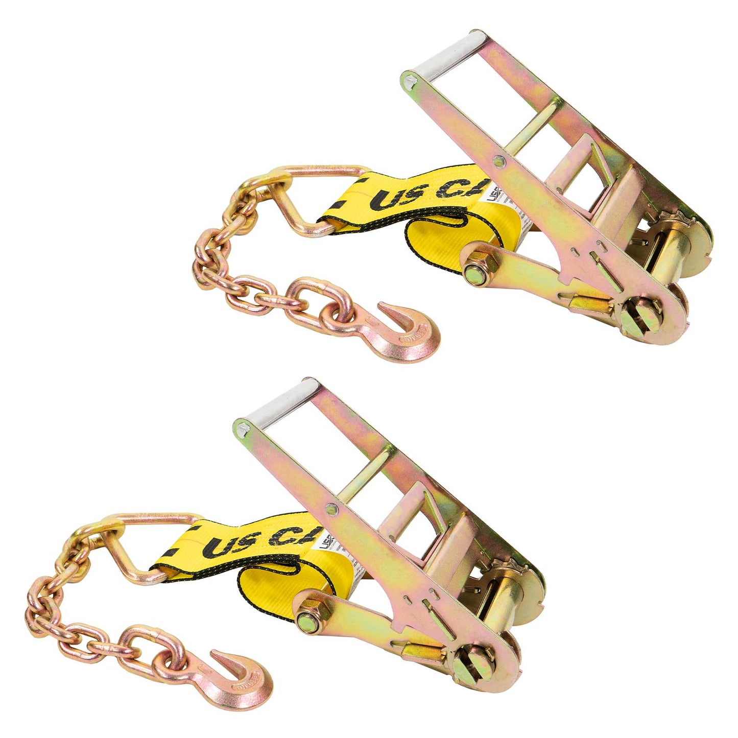4" x 11" Replacement Ratchet Strap Fixed End - Ratchet / Chain Extension | Yellow | 2-Pack