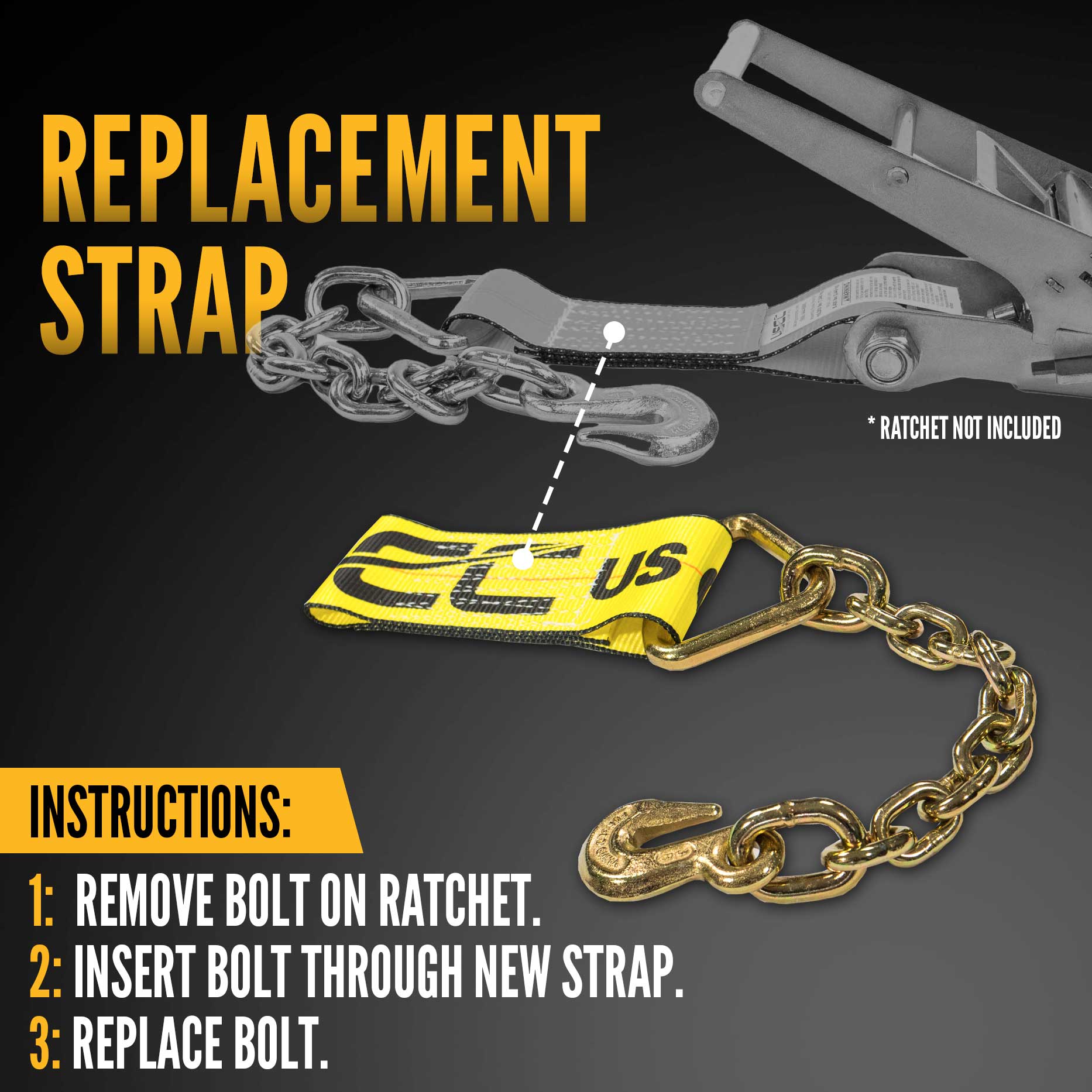 11" cost-efficient ratchet strap replacement option