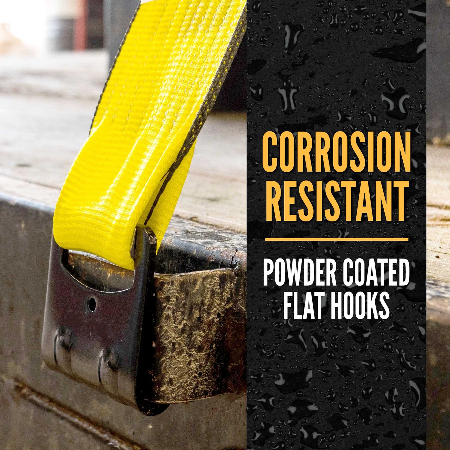 4" x 11" Replacement Ratchet Strap Fixed End - Ratchet / Flat Hook | Yellow | 180-Pack (Pallet)