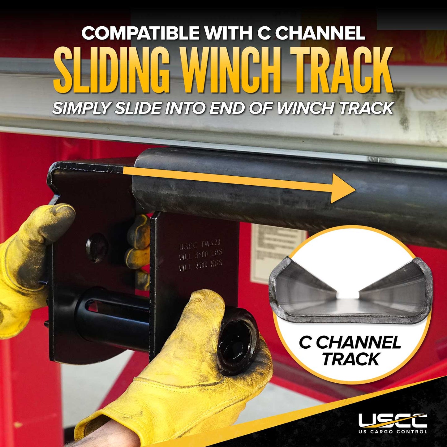 4" Standard Sliding C Track Flatbed Winch | 5-Pack